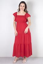 Vestido feminino longo viscose slub lastex 51683