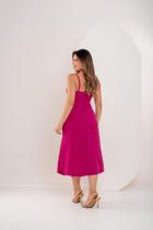 Vestido feminino luxo longuete com detalhe de franzido frontal com zíper nas costas