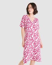Vestido Feminino Macio com Botões Fucsia Lohe