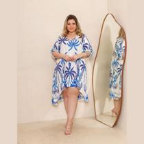 Vestido Feminino Manga 3/4 Chamise Gola V Plus Size