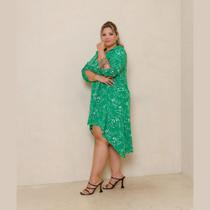 Vestido Feminino Manga 3/4 Chamise Gola V Plus Size