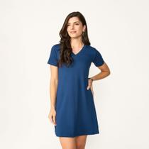 Vestido Feminino Manga Curta Decote V Algodão Tribo Livre