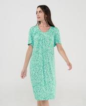 Vestido Feminino Manga Curta Decote V Macio Verde Mar Lohe