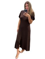 Vestido feminino manga curta midi