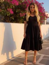 Vestido Feminino Manga Curta Midi Moda Elegante Casual Evangélica