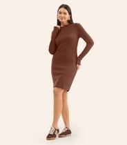 Vestido Feminino Manga Longa Ribana Básico Rovitex Marrom Vestido Feminino Manga Longa Ribana Básico Rovitex Marrom