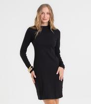 Vestido Feminino Manga Longa Ribana Básico Rovitex Preto Vestido Feminino Manga Longa Ribana Básico Rovitex Preto