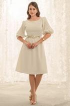 Vestido feminino Mangas Bufantes Nogales Com Cinto