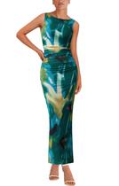 Vestido feminino MASCOMODA Bodycon, malha floral de verão, verde maxi Vestido feminino MASCOMODA Bodycon, malha floral de verão, verde maxi