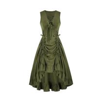 Vestido Feminino Medieval Renascentista Com Amarração, Sem Mangas, Decote Coração, Gótico, Pirata, Vestido Feminino Medieval Renascentista Com Amarração, Sem Mangas, Decote Coração, Gótico, Pirata,