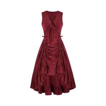Vestido Feminino Medieval Renascentista Com Decote Coração E Amarrações, Sem Mangas, Estilo Gótico
