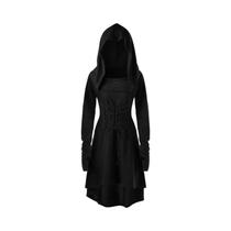 Vestido Feminino Medieval Renascentista Vintage Com Capuz, Modelo High-Low, Fantasia De Halloween