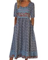 Vestido feminino Medlor Boho com estampa floral Maxi Summer 2025 Plus Size Vestido feminino Medlor Boho com estampa floral Maxi Summer 2025 Plus Size