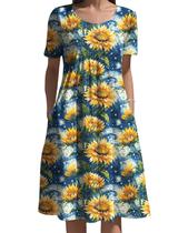Vestido feminino Medlor Boho de manga curta com estampa floral 2025 Vestido feminino Medlor Boho de manga curta com estampa floral 2025