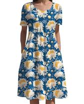 Vestido feminino Medlor Boho de manga curta com estampa floral 2025 Vestido feminino Medlor Boho de manga curta com estampa floral 2025