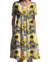 Vestido feminino Medlor Boho de manga curta com estampa floral 2025 Vestido feminino Medlor Boho de manga curta com estampa floral 2025