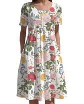 Vestido feminino Medlor, boho, estampa floral, manga curta, 2025 Vestido feminino Medlor, boho, estampa floral, manga curta, 2025