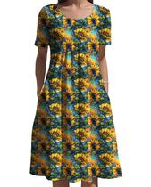 Vestido feminino Medlor, boho, estampa floral, manga curta, 2025 Vestido feminino Medlor, boho, estampa floral, manga curta, 2025