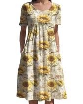 Vestido feminino Medlor, boho, estampa floral, manga curta, 2025 Vestido feminino Medlor, boho, estampa floral, manga curta, 2025