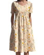 Vestido feminino Medlor, boho, estampa floral, manga curta, 2025 Vestido feminino Medlor, boho, estampa floral, manga curta, 2025