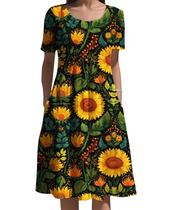 Vestido feminino Medlor, boho, estampa floral, manga curta, 2025 Vestido feminino Medlor, boho, estampa floral, manga curta, 2025