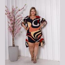 Vestido Feminino Meia Manga Chamise Gola V Plus Size