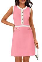 Vestido feminino MEROKEETY, formal, sem mangas, rosa, GG