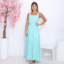 Vestido Feminino Midi Amarração com Forro e Decote V Tecido Premium