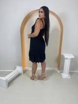 Vestido Feminino Midi Babado Lastex Costa e Alças Para Amarrar Vestido Feminino Midi Babado Lastex Costa e Alças Para Amarrar