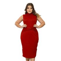 Vestido Feminino Midi Canelado Plus Size Senhora Evangélica