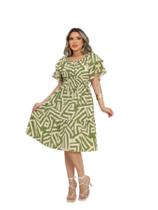 Vestido Feminino Midi Ciganinha Ombro à Ombro Lástex na Cintura Mangas com Babados Moda Evangélica Vestido Feminino Midi Ciganinha Ombro à Ombro Lástex na Cintura Mangas com Babados Moda Evangélica
