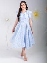 Vestido feminino Midi com babado Rodado Florido