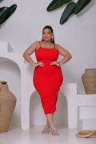 Vestido Feminino Midi Decote Costas Tubinho Plus Size Luxo