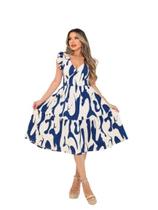 Vestido Feminino Midi Decote V Ajuste Na Cintura Saia Godê Malha Viscolycra