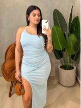 Vestido Feminino Midi em Ribana Alça Única Transpassado