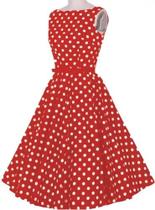 Vestido Feminino Midi Godê Poa Bolinhas Festa Anos 60 E 80