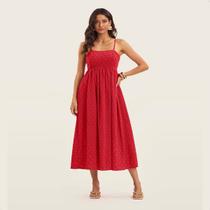 Vestido Feminino Midi Laise Romântico Algodão Elegante Festa Vestido Feminino Midi Laise Romântico Algodão Elegante Festa