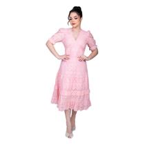 Vestido Feminino Mídi Luna Moda Evangélica Estilo Virtuosa Vestido Feminino Mídi Luna Moda Evangélica Estilo Virtuosa