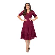 Vestido Feminino Mídi Luna Moda Evangélica Estilo Virtuosa