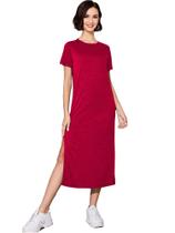 Vestido Feminino Midi Manga Curta Gola Redonda em 100% Algodão Elegante para dia dia Tribo Livre
