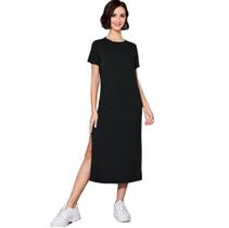 Vestido Feminino Midi Manga Curta Gola Redonda Tribo Livre