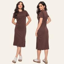 Vestido Feminino Midi Moda Blogueira Algodão