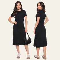 Vestido Feminino Midi Moda Blogueira Algodão