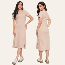 Vestido Feminino Midi Moda Blogueira Algodão