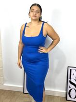 Vestido Feminino Midi Plus Size com Bojo em Malha Canelada 100% Algodão Veste Até Tamanho 54