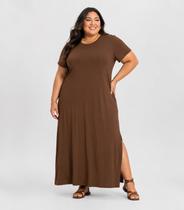 Vestido Feminino Midi Plus Size Infinita Cor Marrom