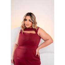Vestido Feminino Midi Plus Size Malha Neoprene