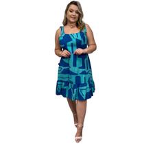 Vestido Feminino Midi Plus Size Soltinho 100% Viscose Tendência Verão Vestido Feminino Midi Plus Size Soltinho 100% Viscose Tendência Verão