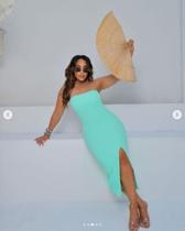 Vestido Feminino Midi Sem Alça Com Fenda - Verde Candy Colors