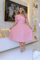 Vestido Feminino Midi Terra Prometida Plissado